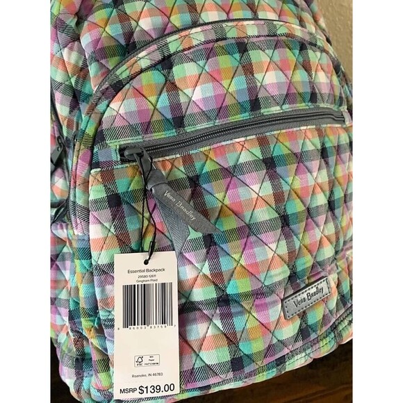 Vera Bradley Essential Large Backpack Gingham Plaid-NWT - Picture 3 of 5
